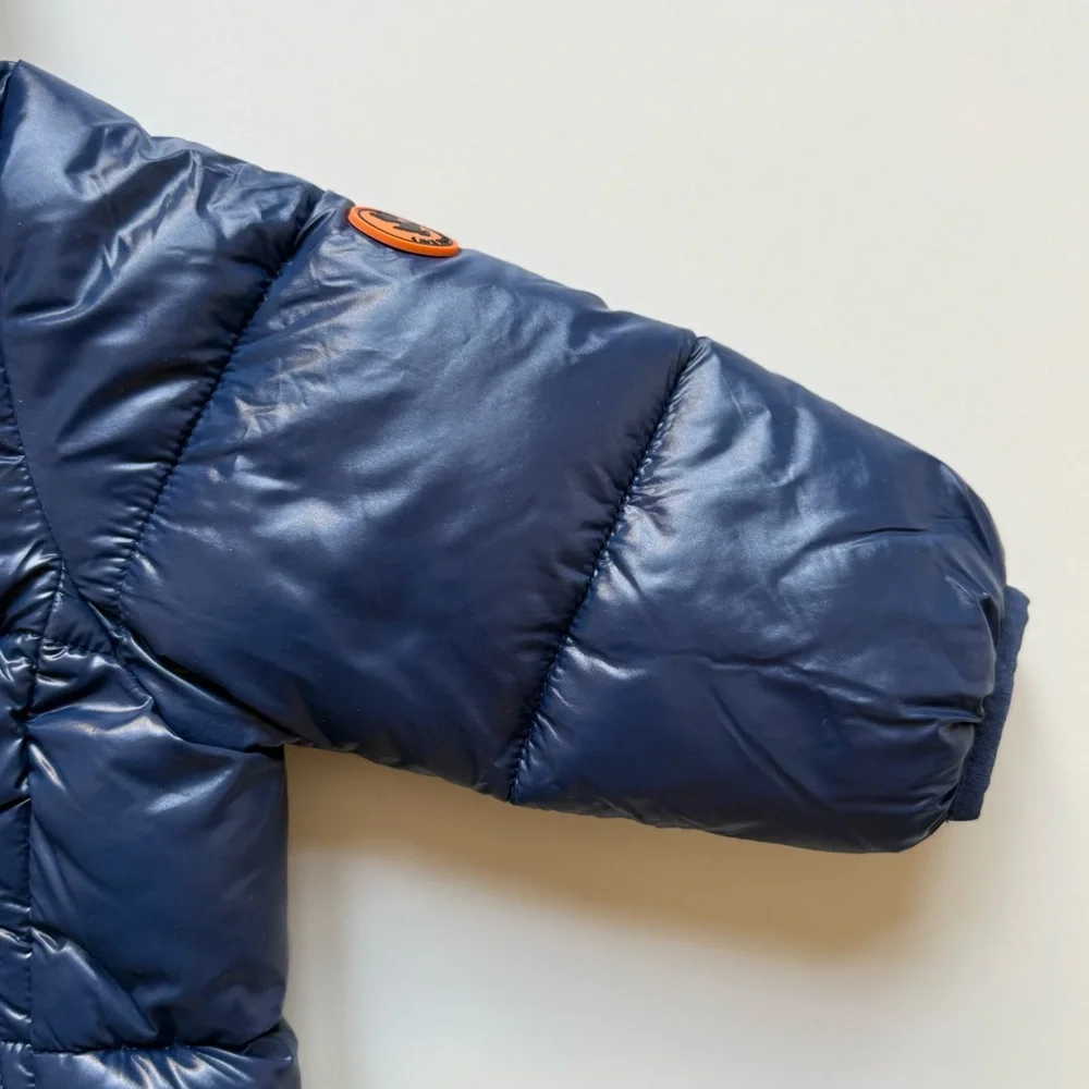Save The Duck Baby Unisex Navy Jody Hooded Front-Zip Puffer Jacket - Size 9-12M